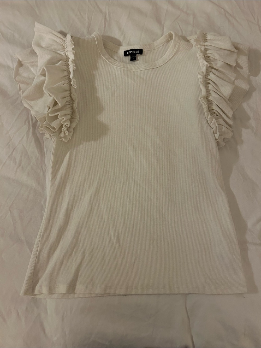 Express Cream Ruffle Sleeve Tank Top